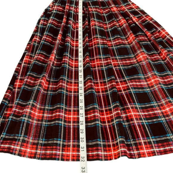 Vintage Red Tartan Plaid Midi Skirt Size 9/10 - Picture 5 of 11